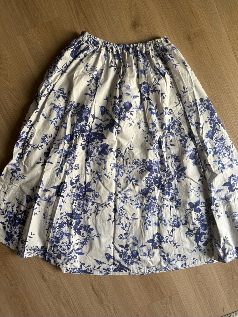 Anthropologie The Jacie Poplin Printed Midi Skirt BLUE MOTIF Sz S - Picture 3 of 5